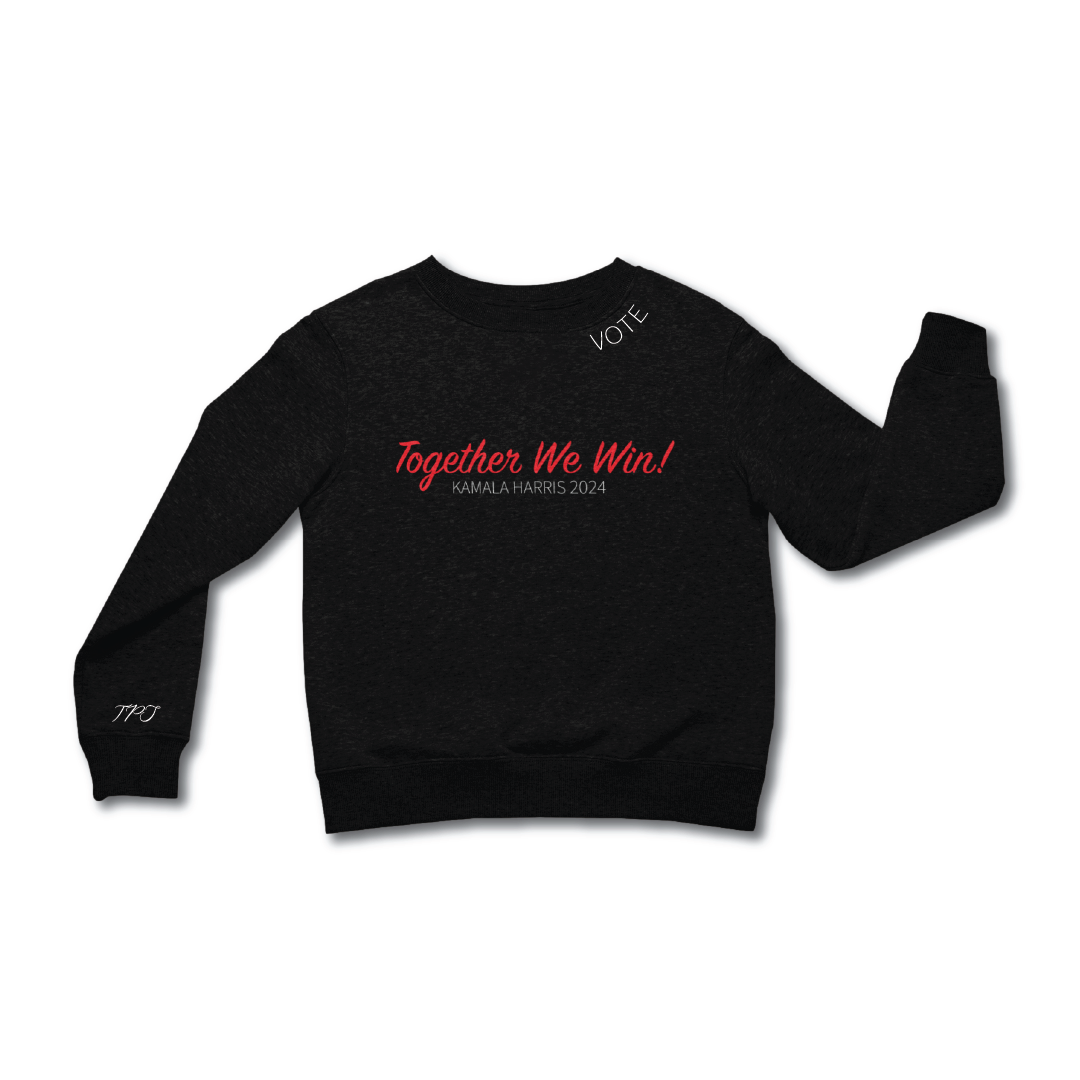 Women’s Red + Black “We Win Together” Kamala Harris, Crewneck