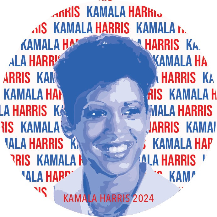 Red + Blue Young Kamala Harris Sticker (4x4)