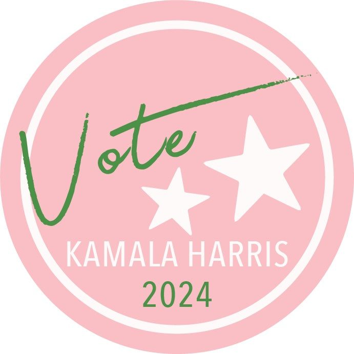 Pink + Green Kamala Harris, Vote Sticker (4x4)