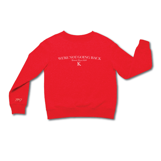 Men’s Red + White “We’re Not Going Back,” Crewneck