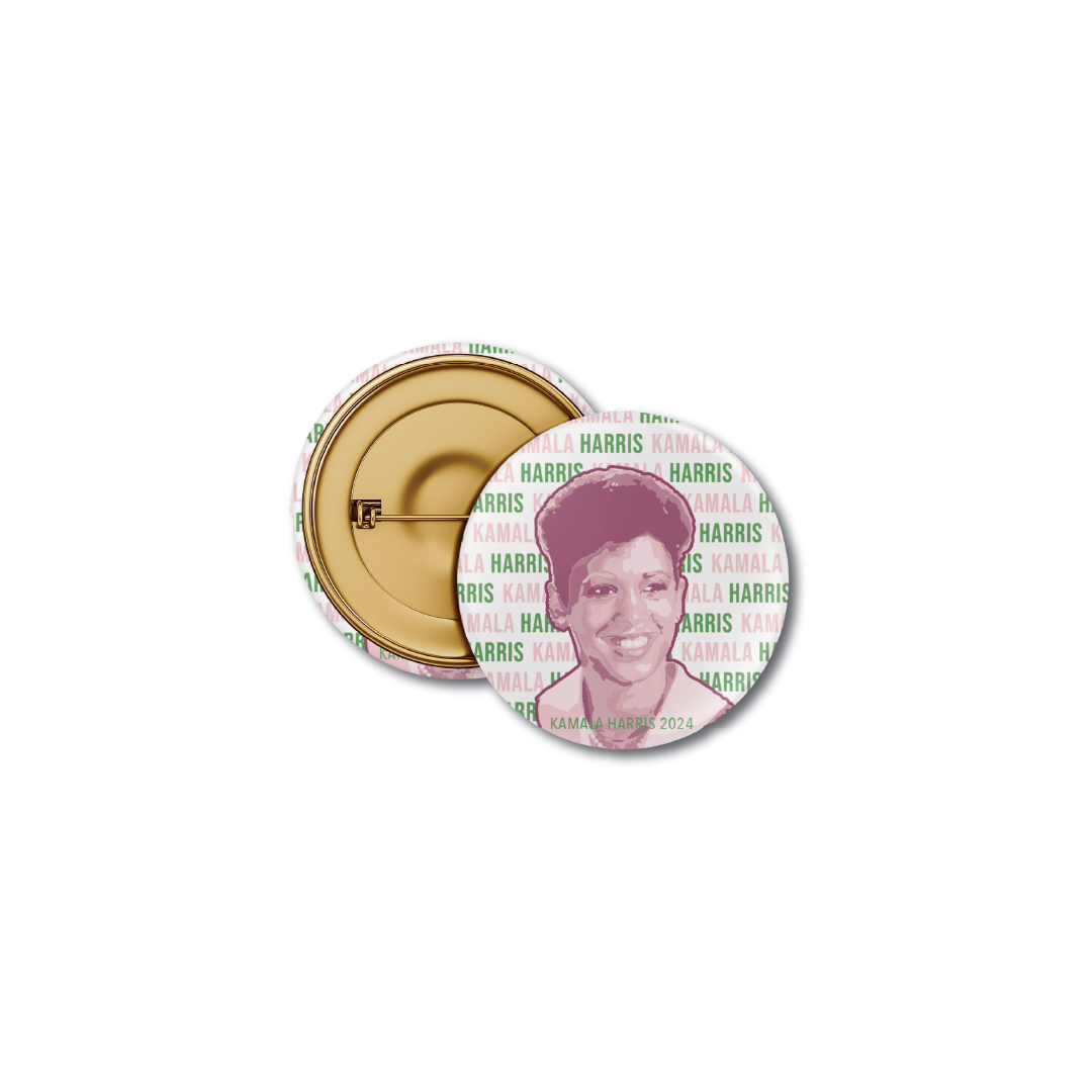 Pink + Green Young Kamala Harris Button