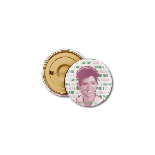 Pink + Green Young Kamala Harris Button