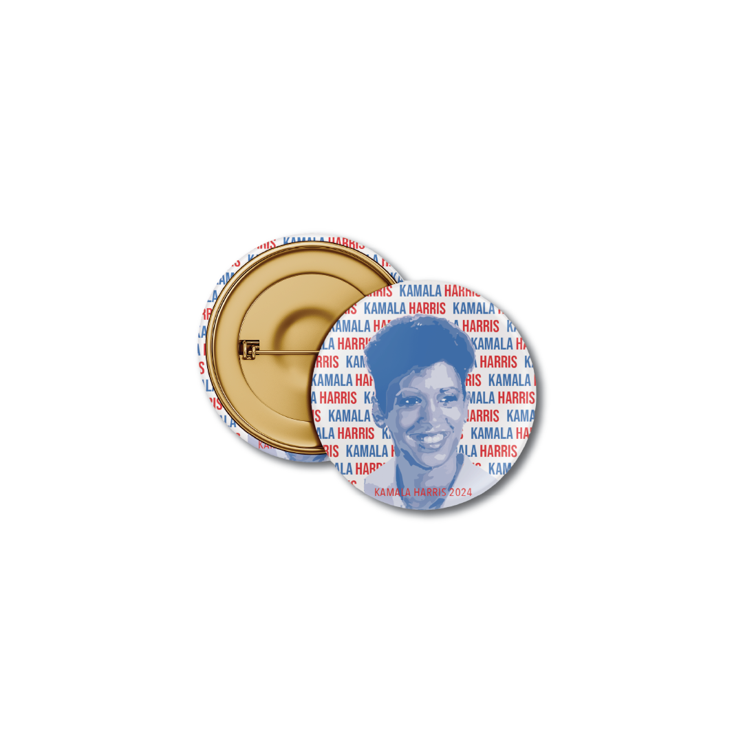 Red + Blue Young Kamala Harris Button