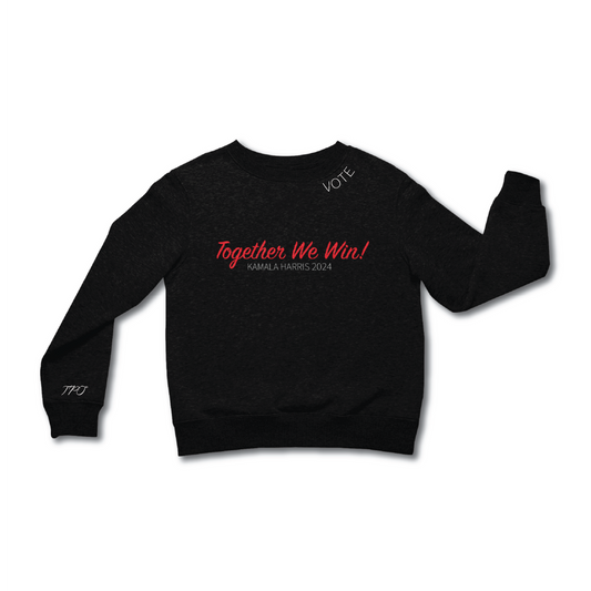 Women’s Red + Black “We Win Together” Kamala Harris, Crewneck