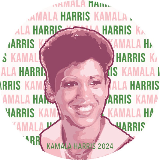 Pink + Green Young Kamala Harris Sticker (4x4)