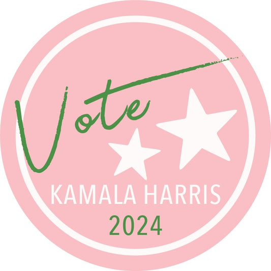 Pink + Green Kamala Harris, Vote Sticker (4x4)
